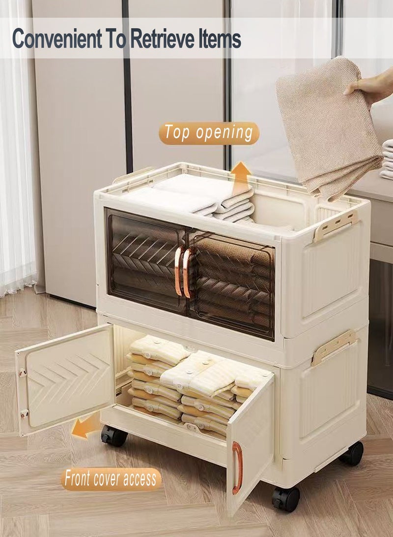 CUBEXELL Plastic Storage Bins with Lids, Stackable Storage Containers with Wheels, 4 Layer Folding Storage Boxes,  Collapsible Storage Bins, Multi-Functional Folding Storage Containers for Living Room and Office - Image 3